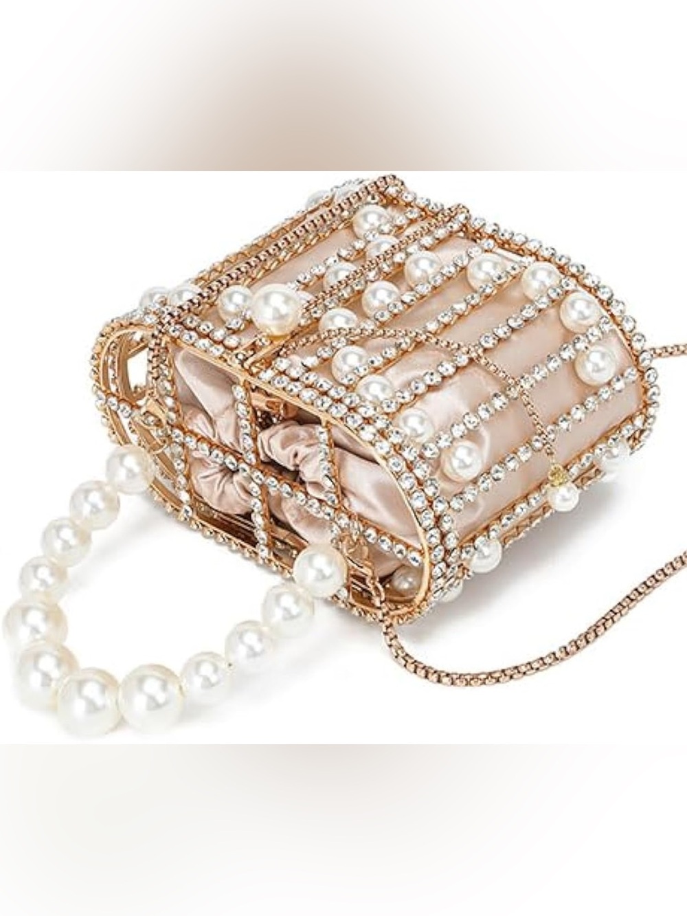 NEW Sparkling Bling Swarovski Crystal Pearl Clutch Purse Bag: Pink Champagne - Picture 8 of 10